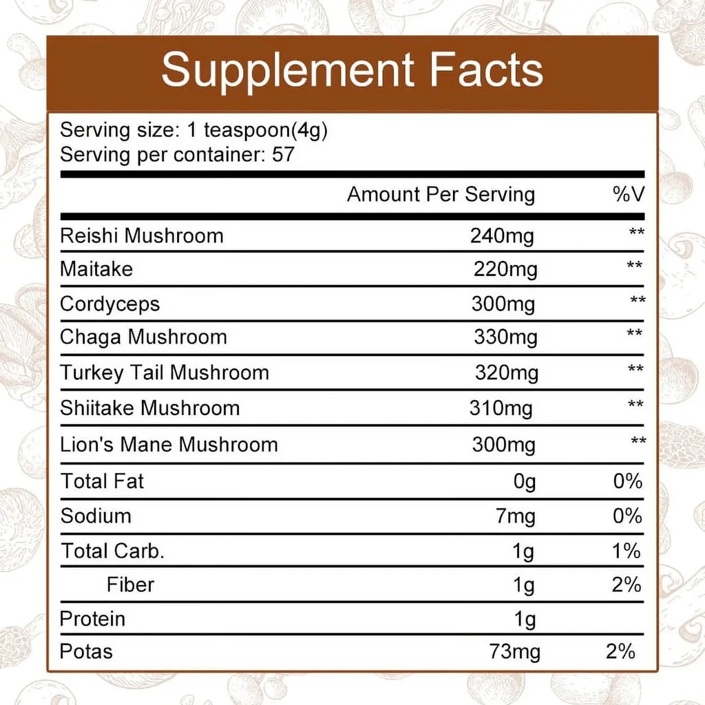 Premium Mushroom Coffee with 7 Superfood Mushrooms - Water Processed Instant Mushroom Coffee - Supports Focus, Energy & Immune Health, Vegan Coffee Instant - 3.98Oz