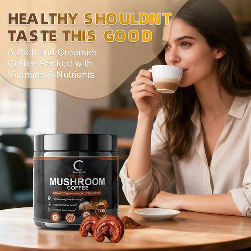 Premium Mushroom Coffee with 7 Superfood Mushrooms - Water Processed Instant Mushroom Coffee - Supports Focus, Energy & Immune Health, Vegan Coffee Instant - 3.98Oz